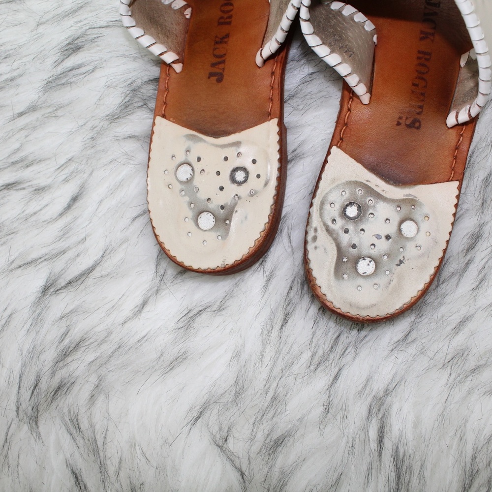 SOLD Jack Rogers Palm Beach Sandal in Cream White - Picture 4 of 8